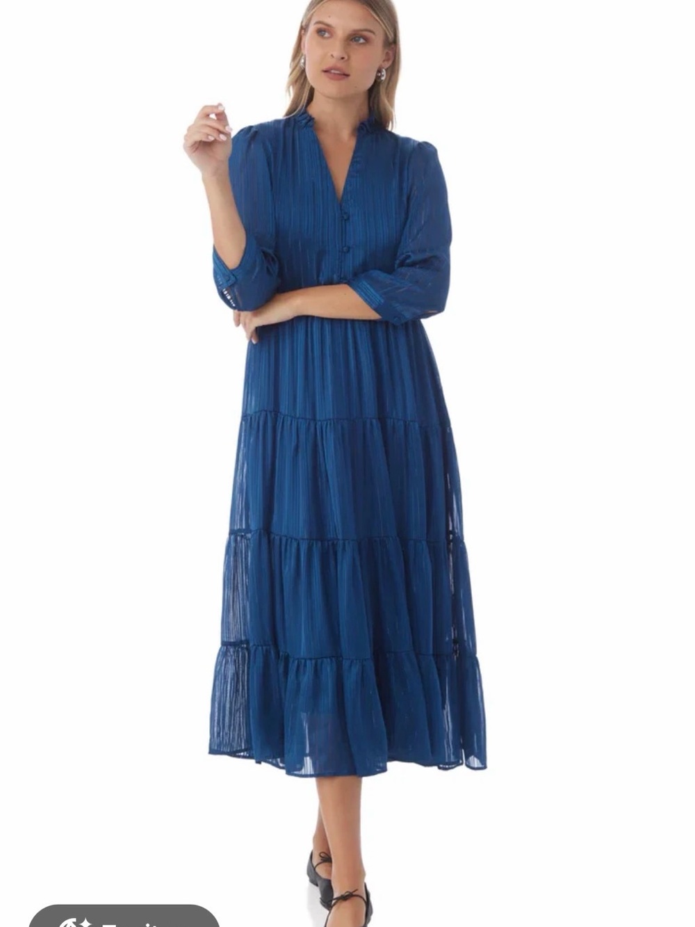 CROSBY by Mollie Burch Sapphire Blue Tiered Midi Dress